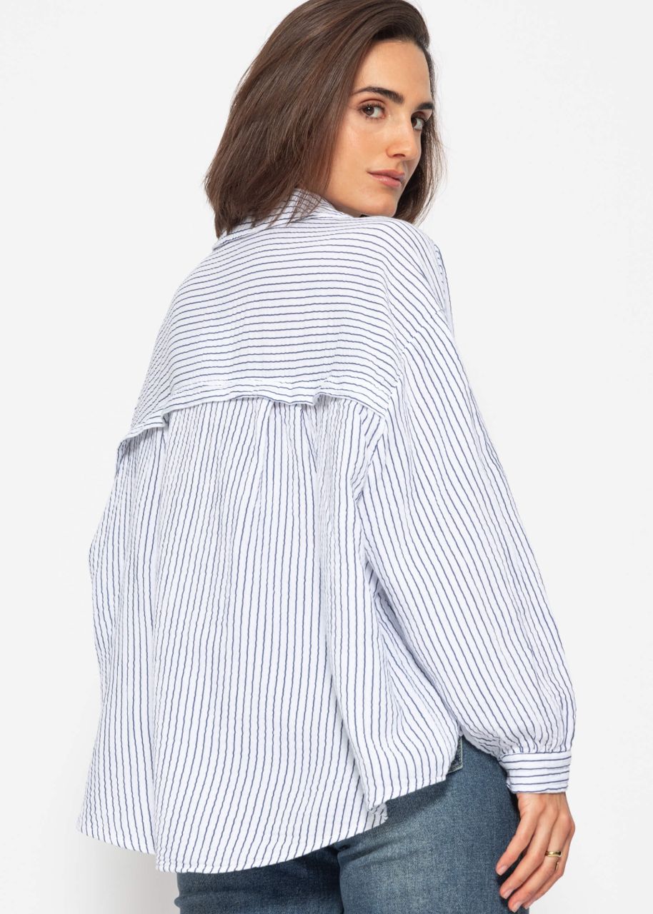 Striped muslin blouse oversize - blue and white