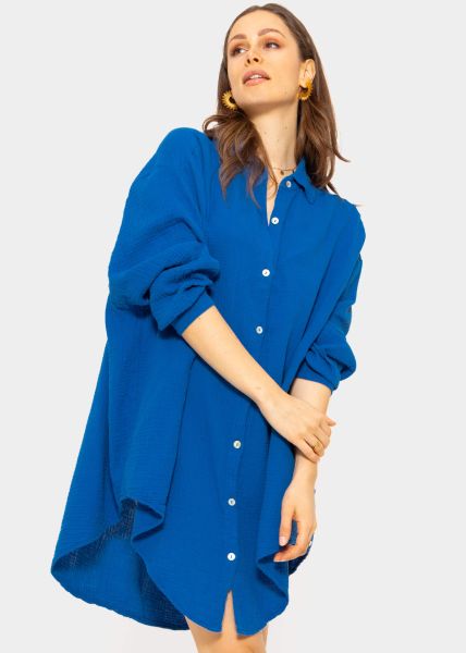 Muslin blouse oversize, royal blue