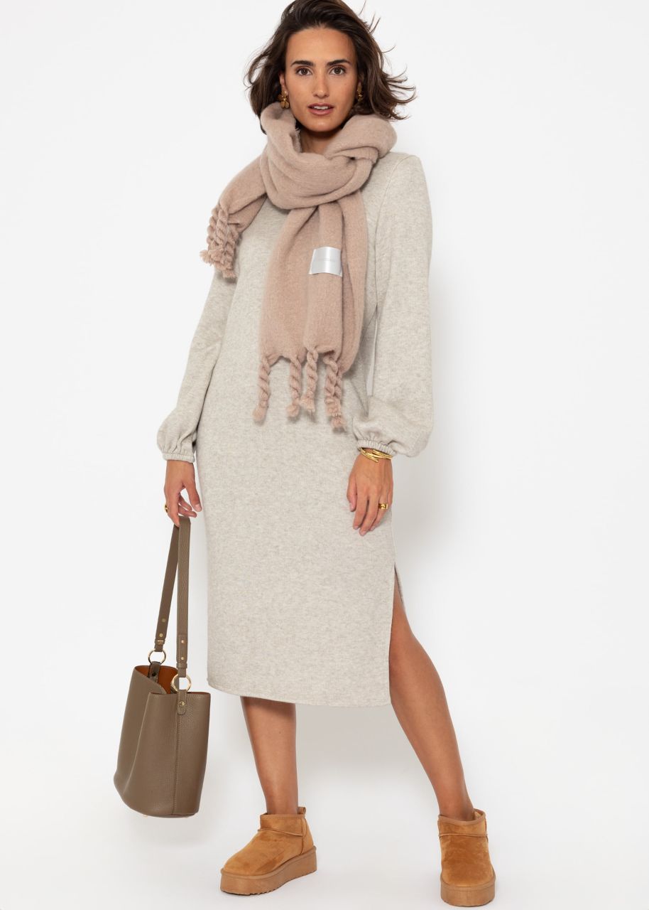 Super soft jersey dress in midi length - taupe