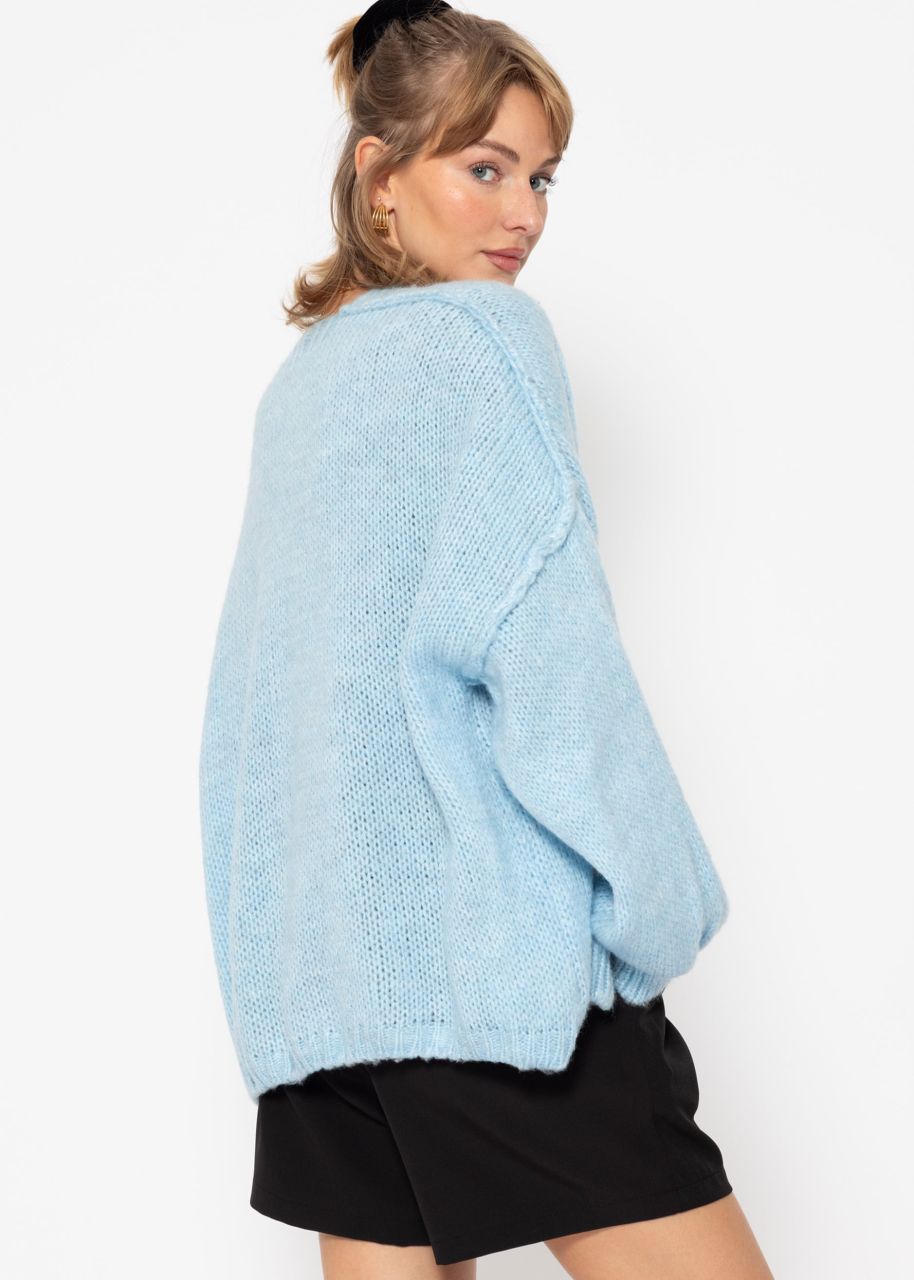 Casual cardigan with outer seams - ice blue