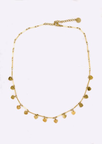 Necklace with hearts, gold