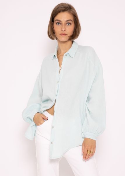 Muslin blouse oversize, short, pastel green