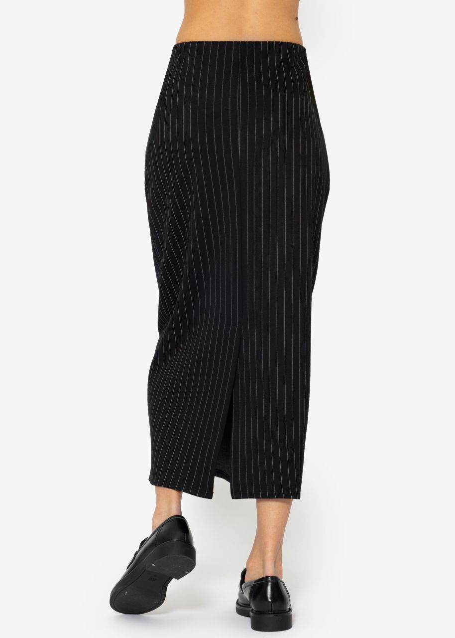 Long skirt with pinstripes - black