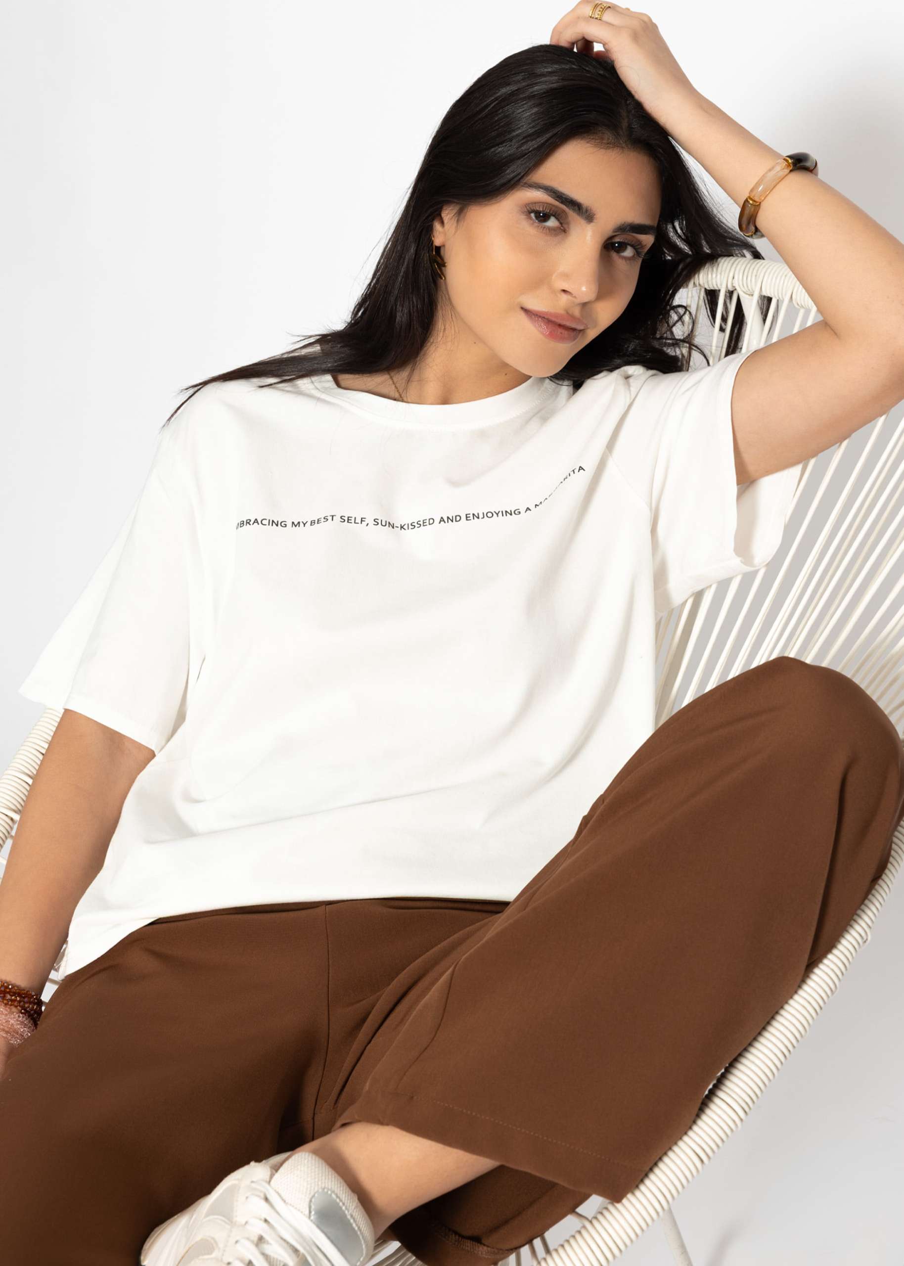 Oversize T-shirt with print - offwhite