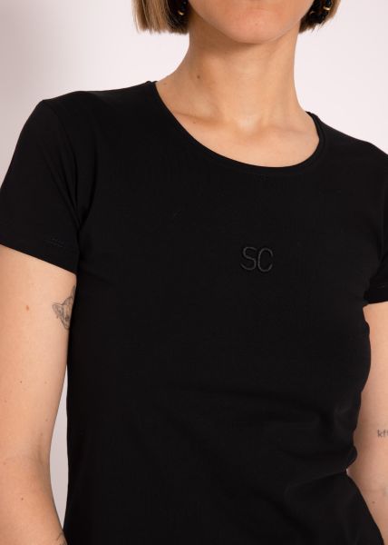 T-shirt with small embroidery, black