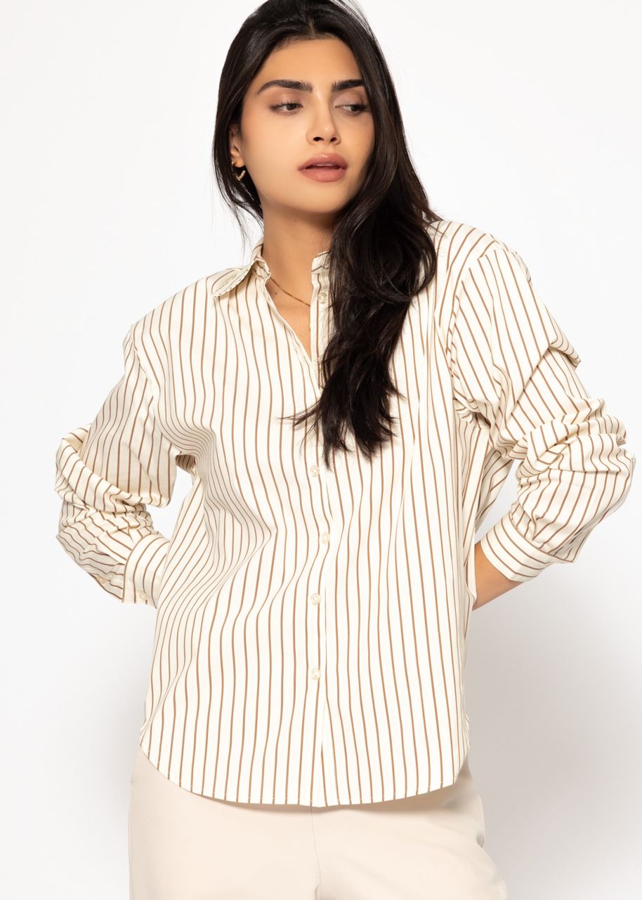 Striped shirt blouse - beige