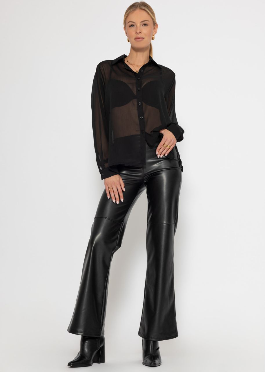 Chiffon blouse with structure - black