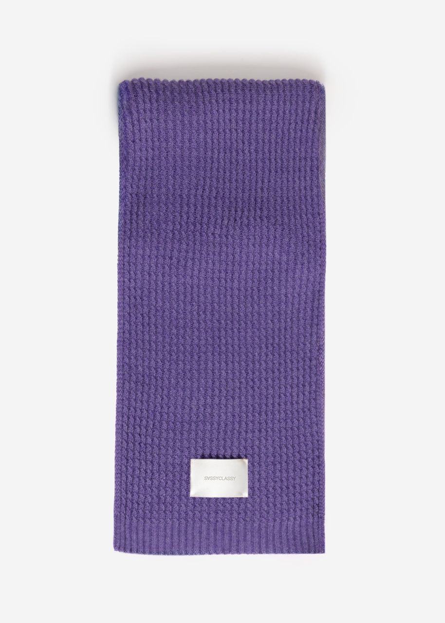 Ribbed knitted scarf - purple