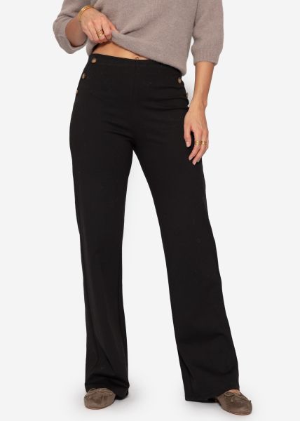 Trousers with decorative buttons - black