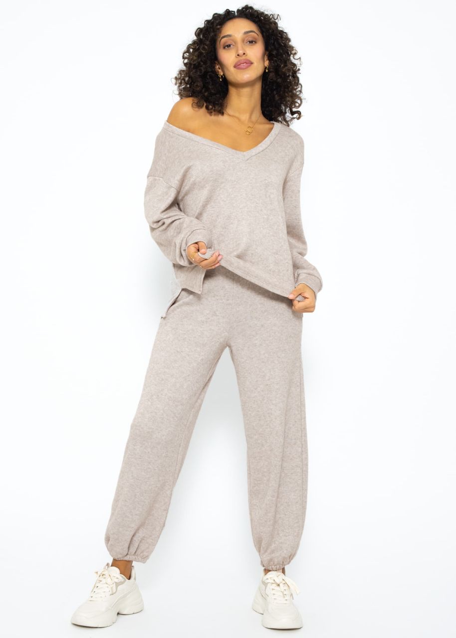 Super soft jersey jogging trousers - taupe