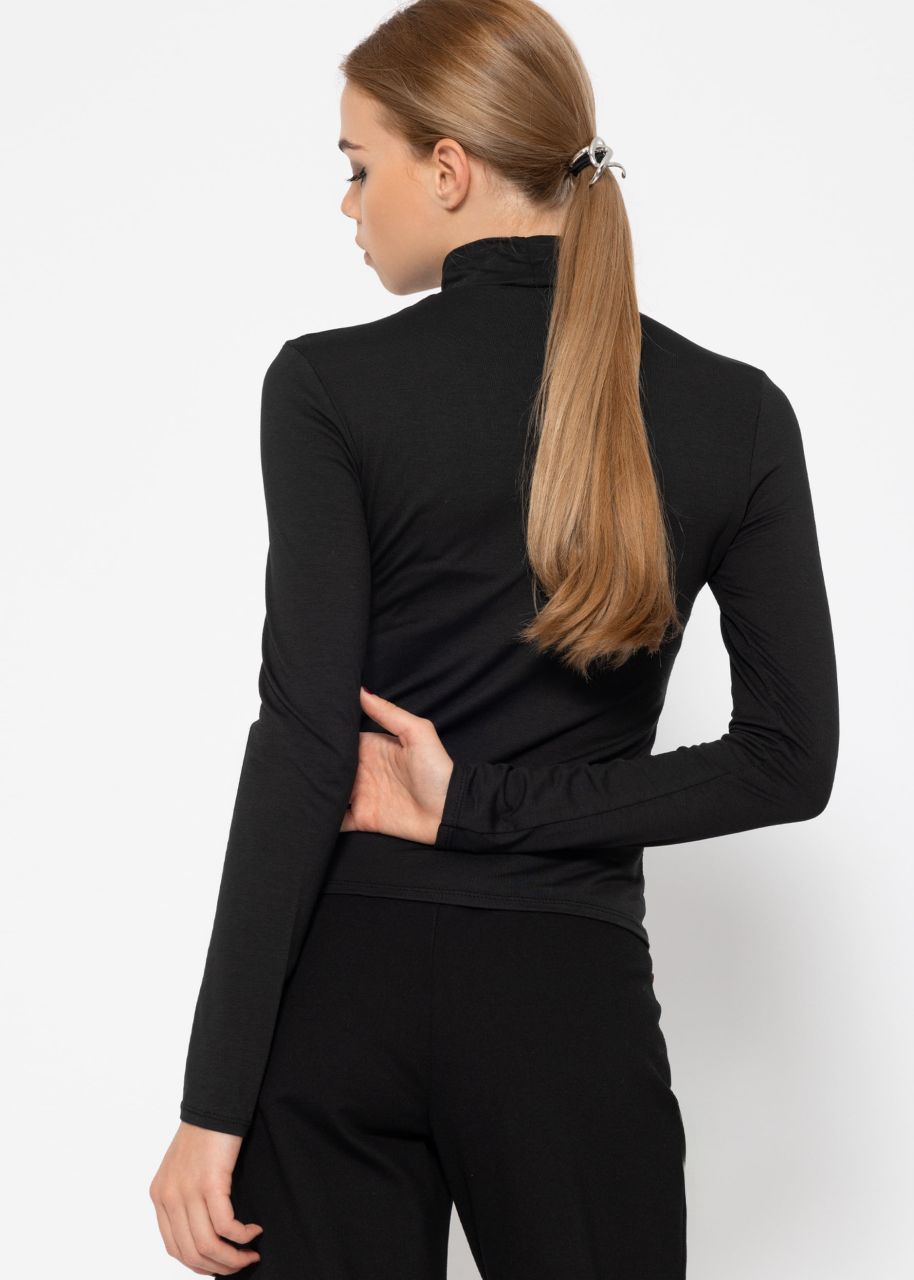 Long sleeve shirt with turtleneck - black