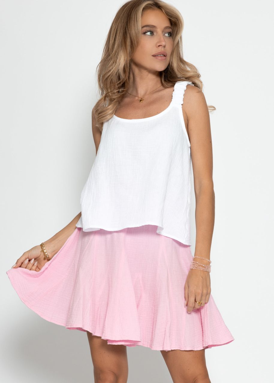 Muslin skirt with godet pleats - pink