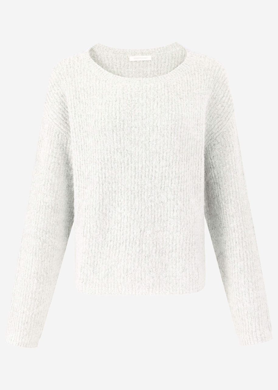 Gerippter Pullover mit Rundhalsausschnitt - offwhite