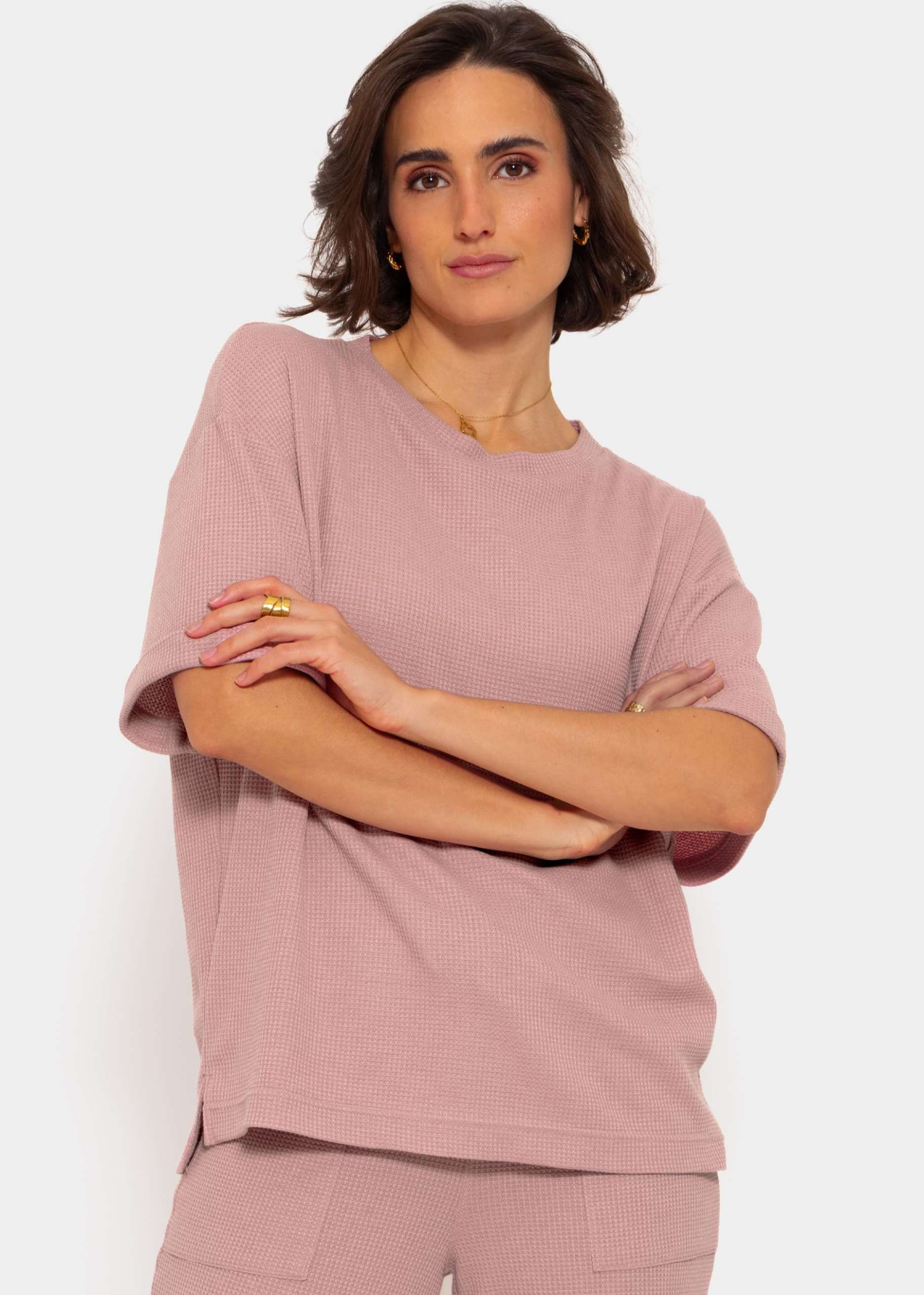 Waffle piqué shirt - pink