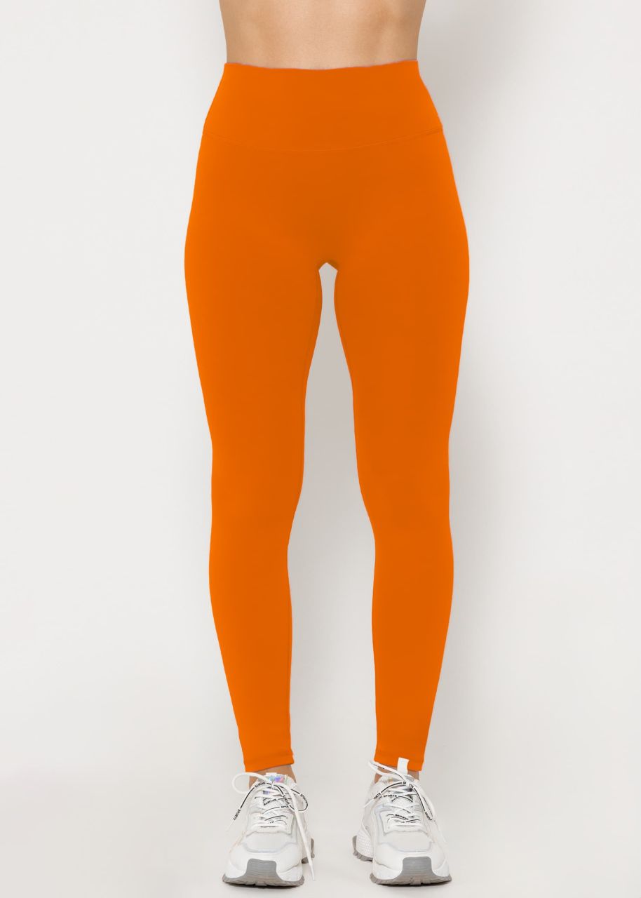 Sports leggings with high waist - orange