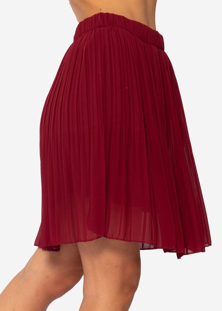 Pleated chiffon skirt, burgundy