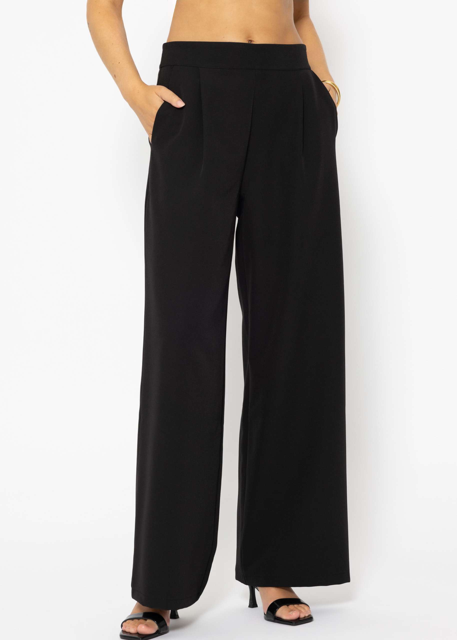 Fabric trousers with side zip - black