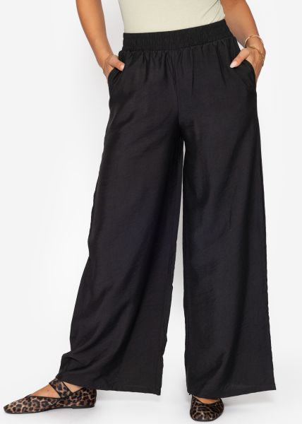 Shiny fabric trousers with straight leg - black