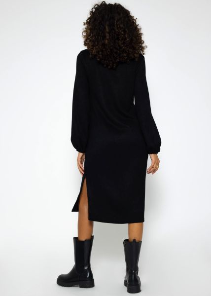 Super soft jersey dress in midi length - black