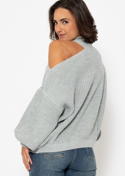 Oversize Cut-Out Sweater - grey