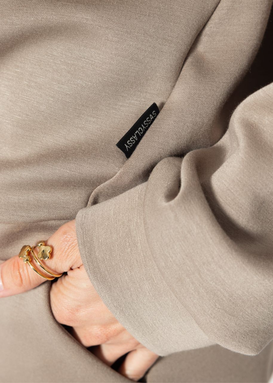 Soft sweatshirt with dividing seams - taupe