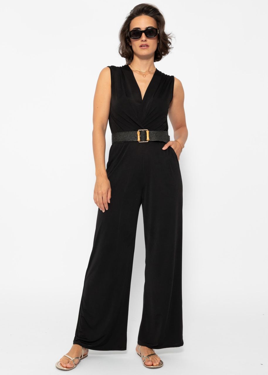 Flowing jersey jumpsuit - black