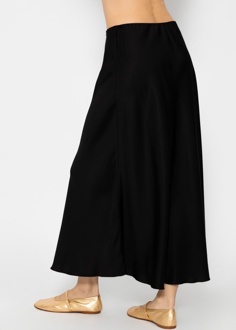 Satin-look skirt - black