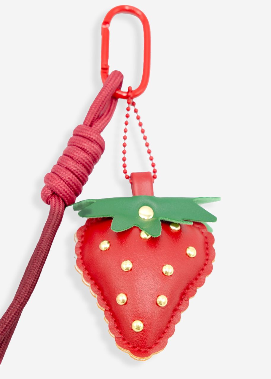 Bag charm with strawberry - red