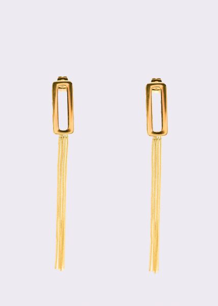 Stud earrings with 4 chain links, gold