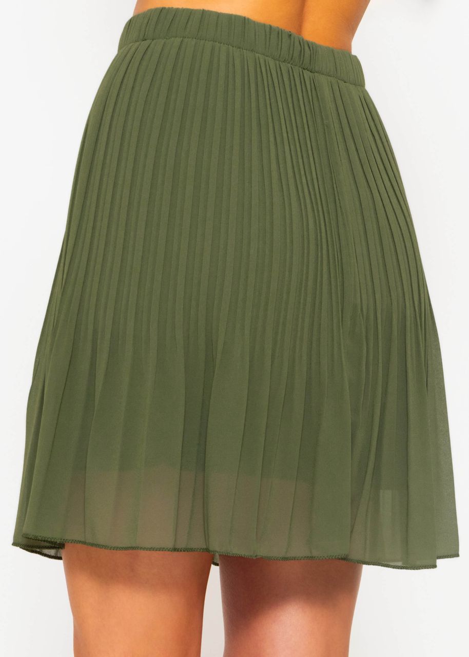 Pleated chiffon skirt, khaki