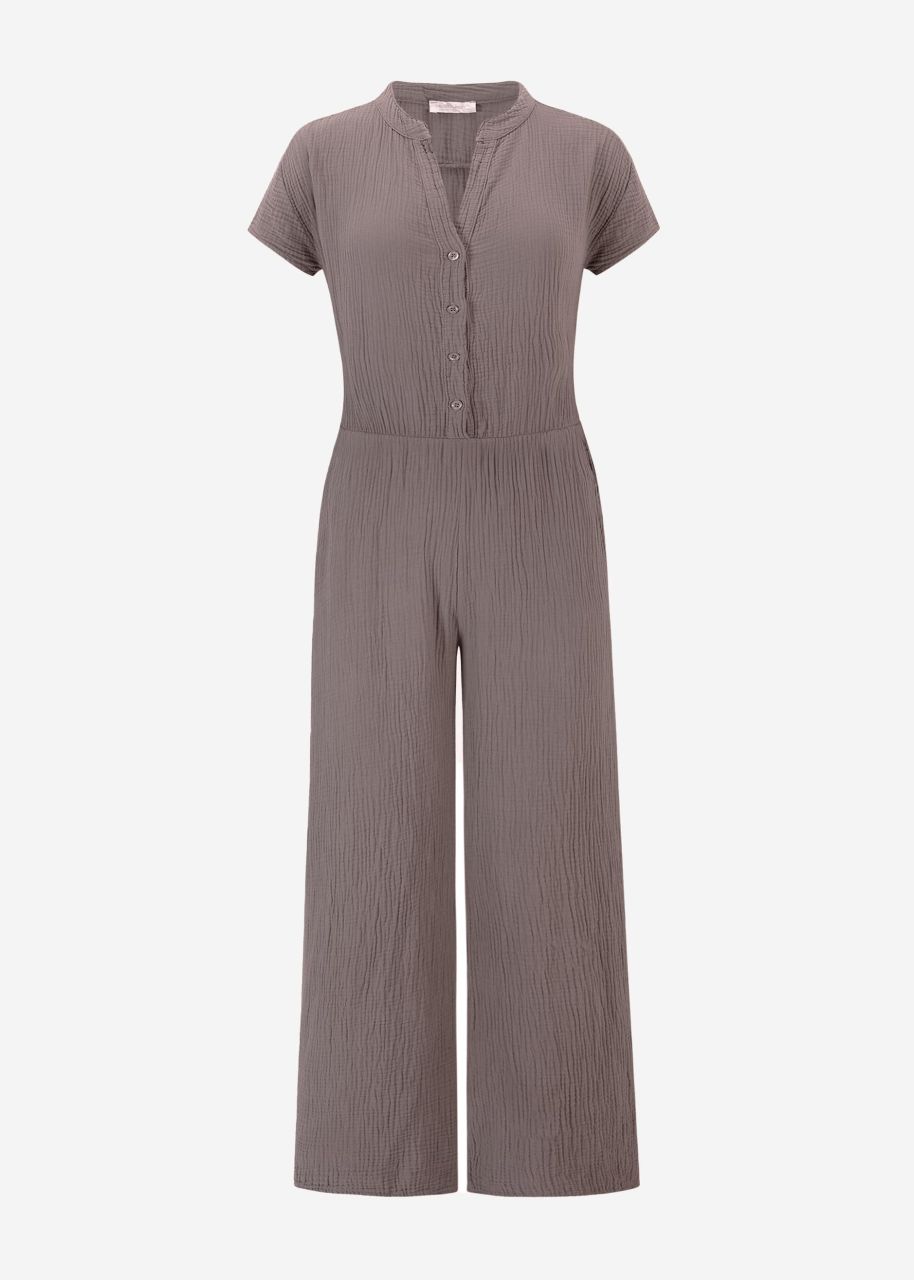 Casual muslin jumpsuit - taupe