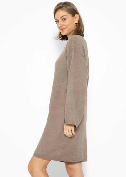 Oversize knitted mini dress - taupe