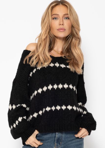 Jumper with fantasy stripe pattern - black