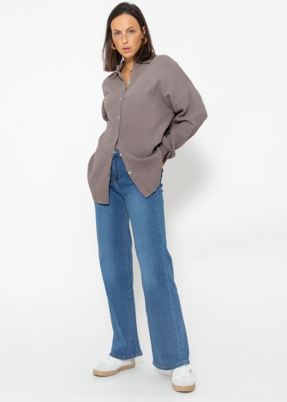 Regular fit muslin blouse - taupe