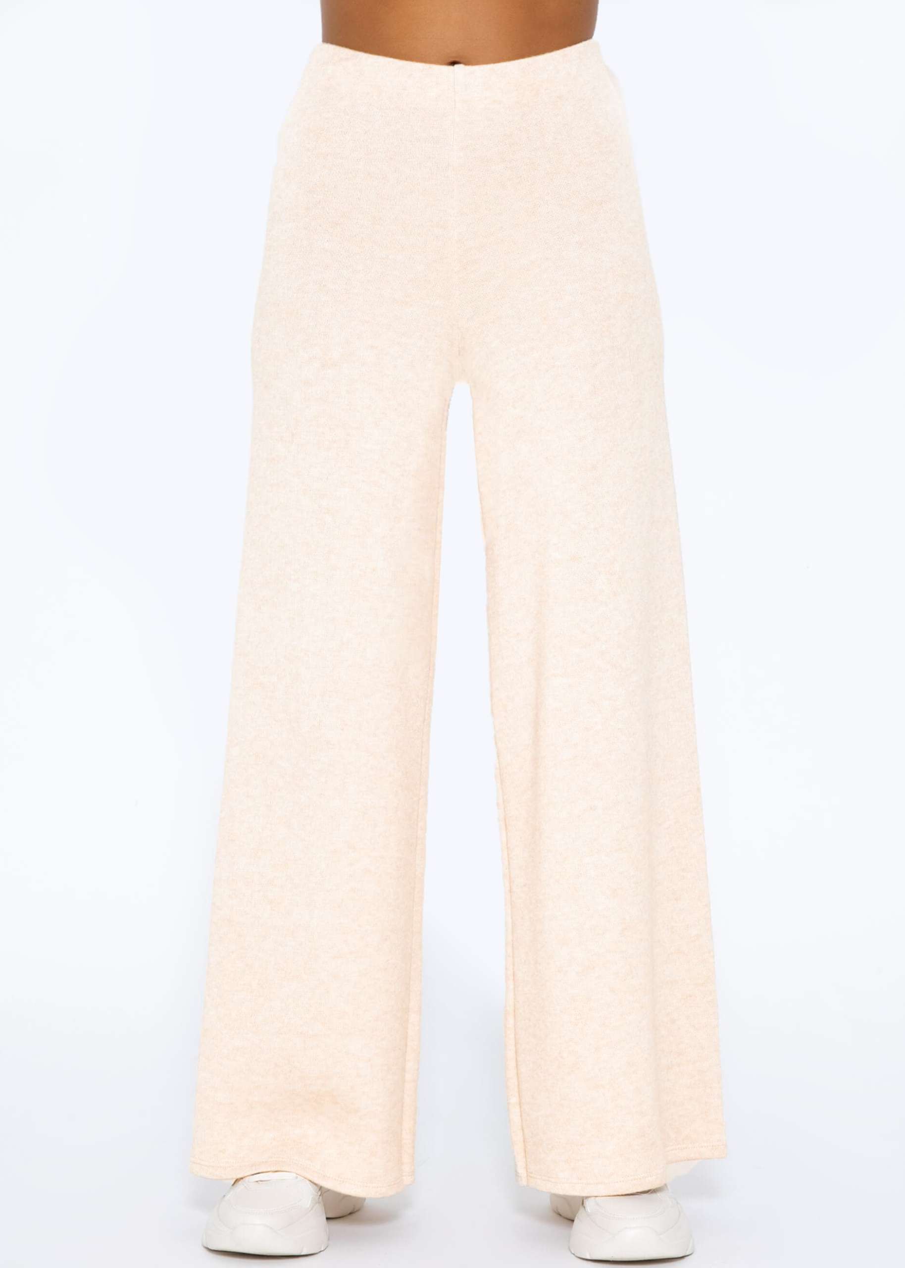 Slip-on trousers, super soft, with wide leg - beige