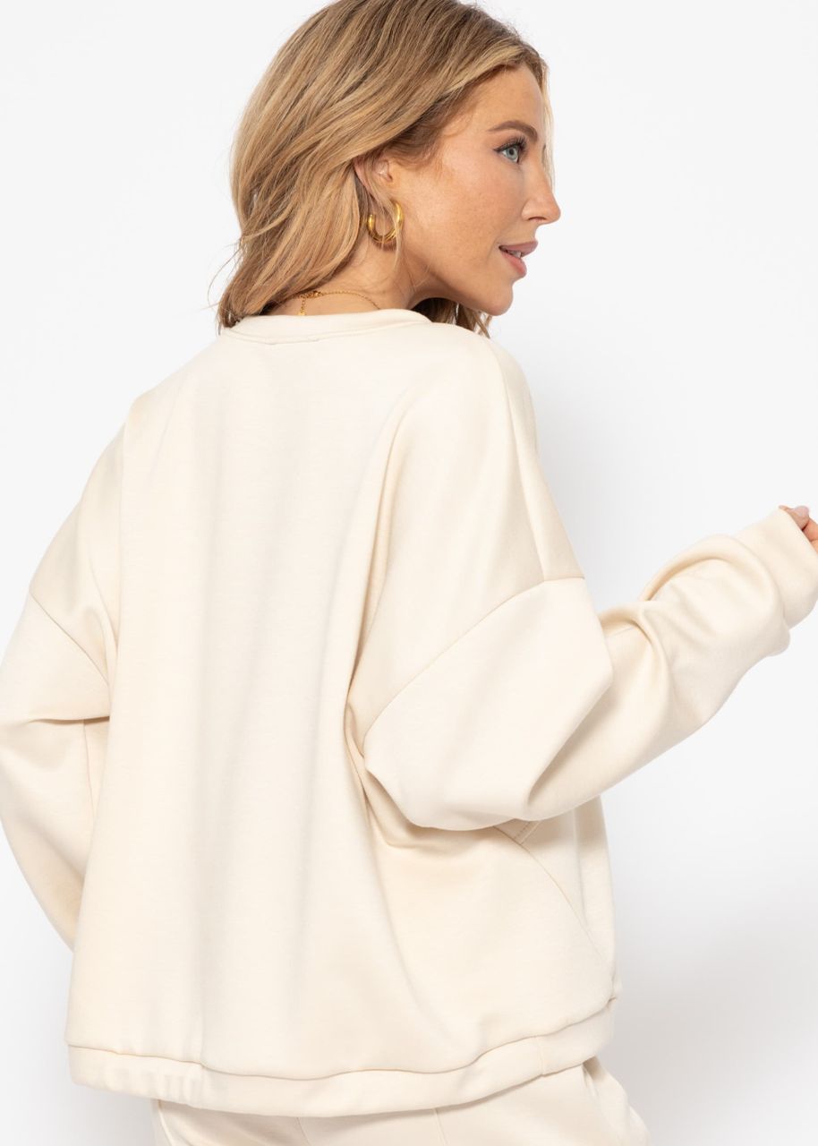 Soft sweatshirt with dividing seams - offwhite