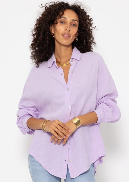 Muslin blouse oversize, short, lilac