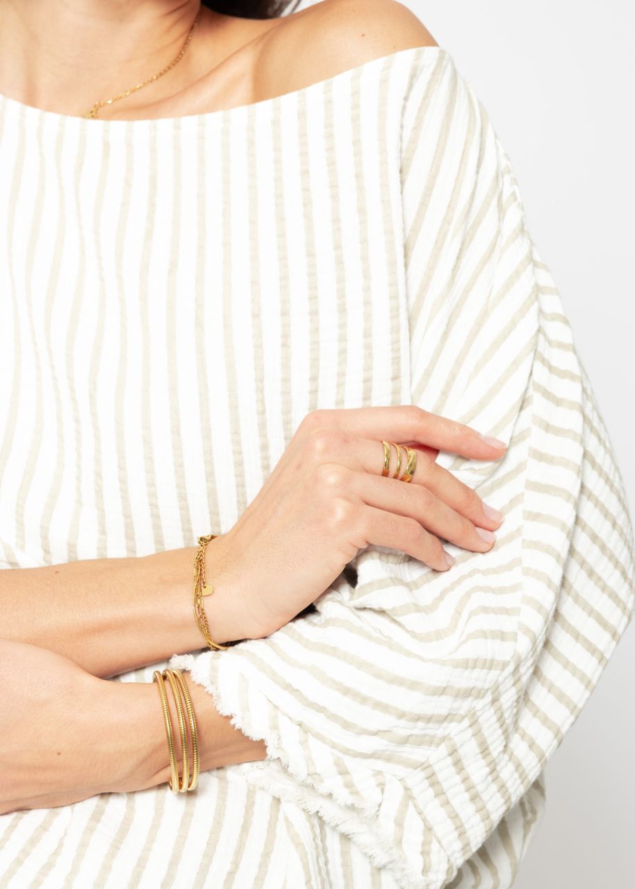 Striped oversize muslin shirt - beige