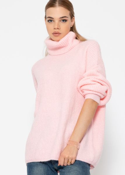 Oversize turtleneck sweater - pink