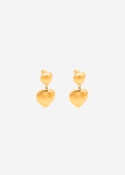 Stud earrings with hearts - gold