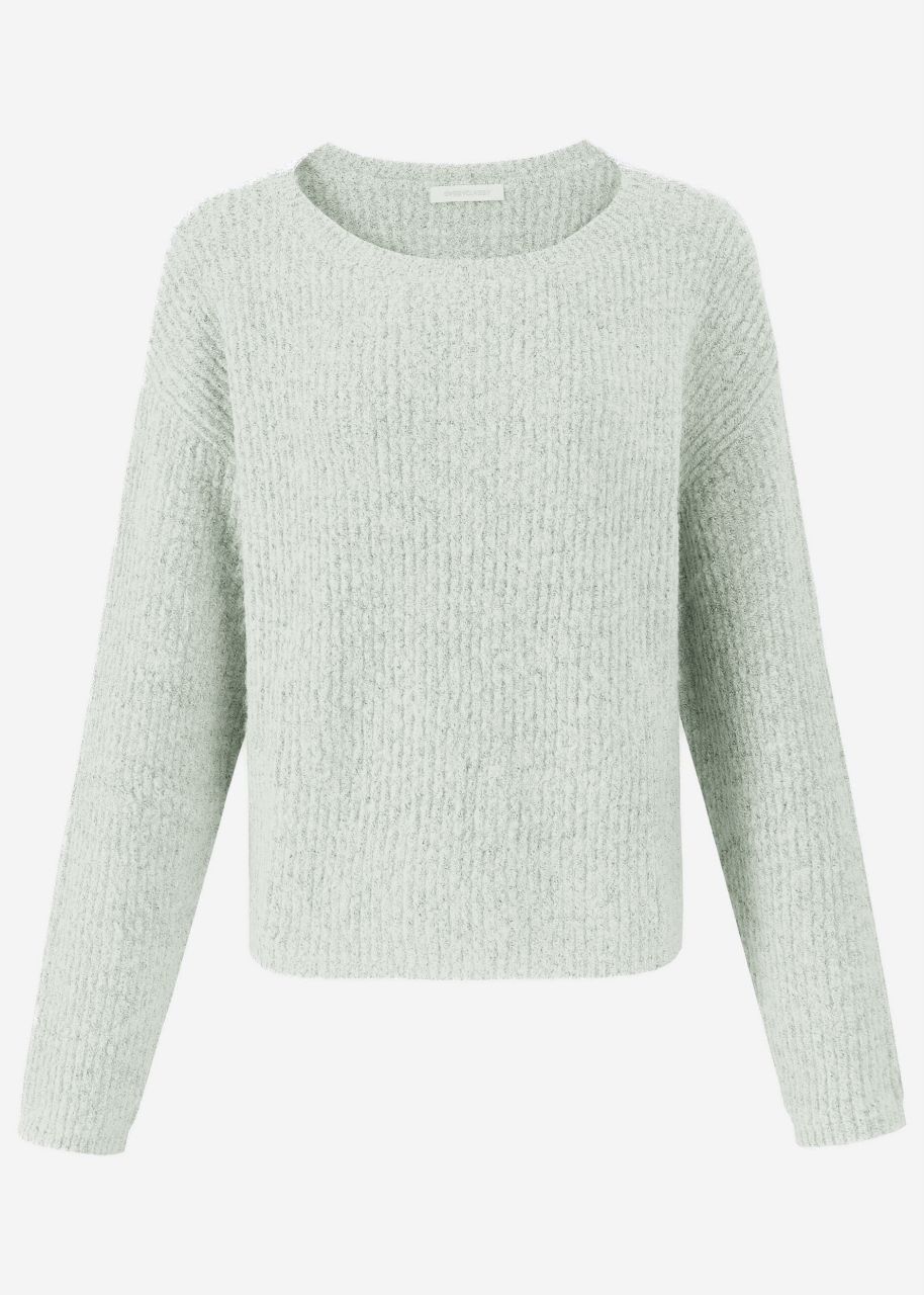 Ribbed jumper with round neckline - grey