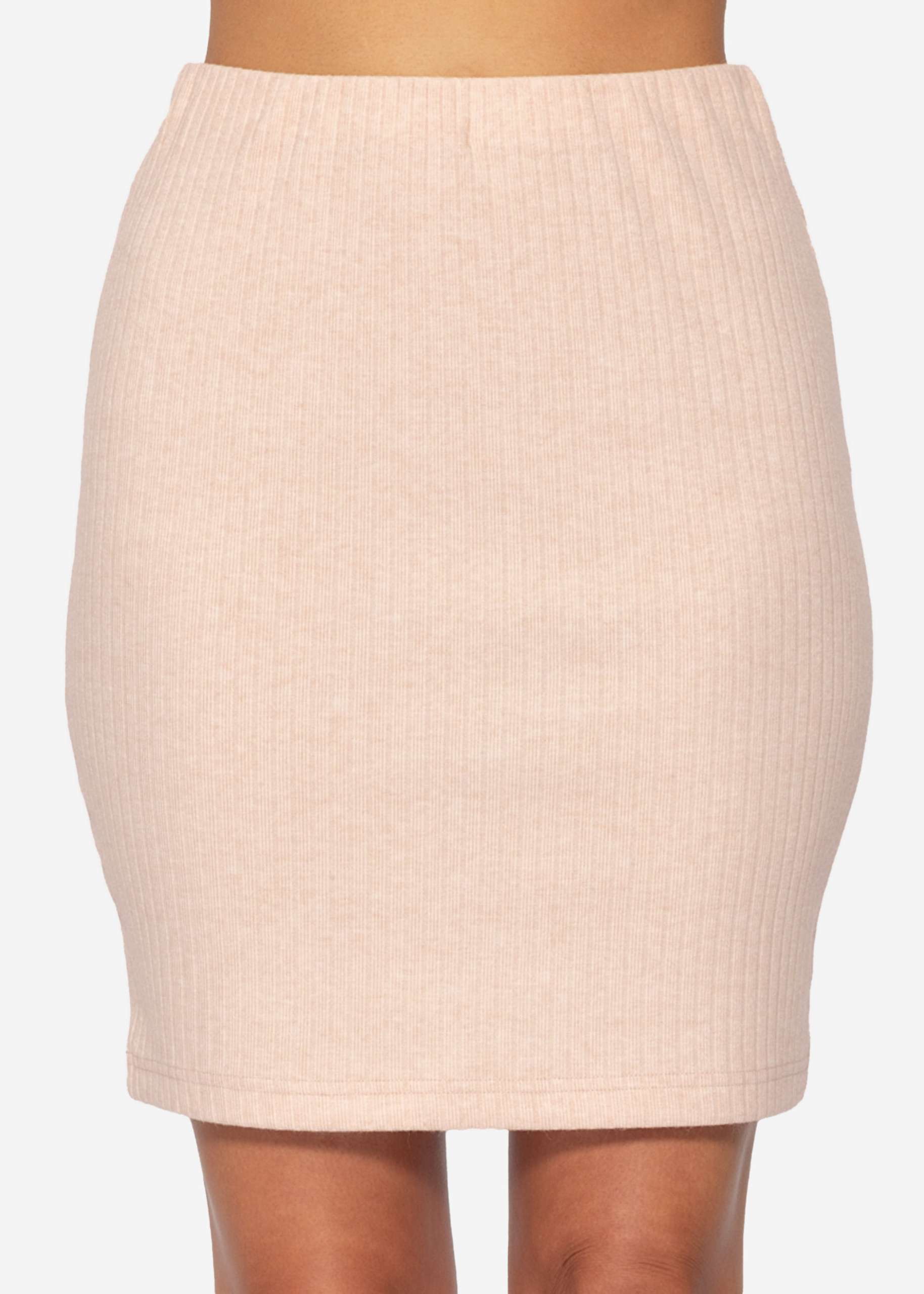 Ribbed short skirt, light beige