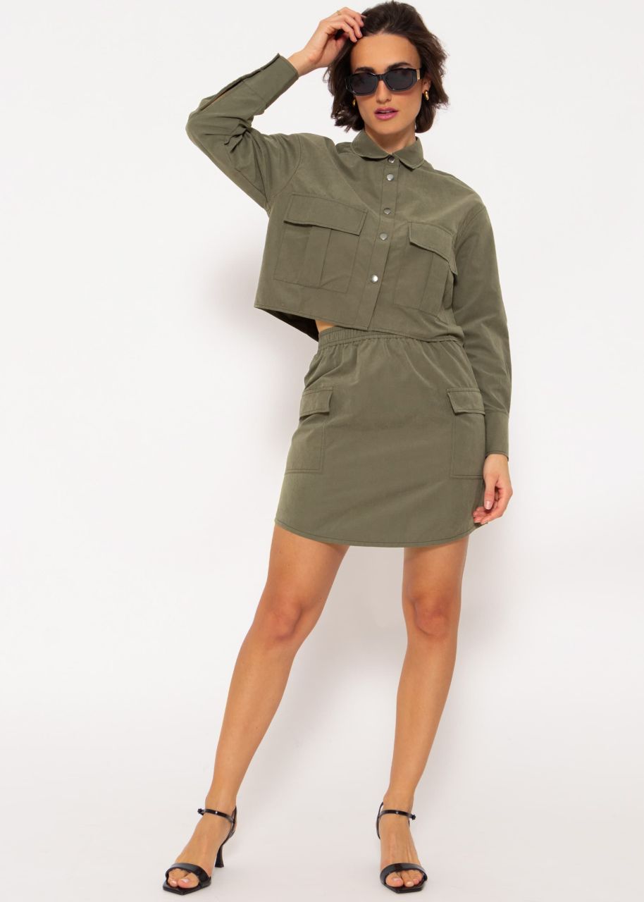 Skirt with patch pockets - khaki