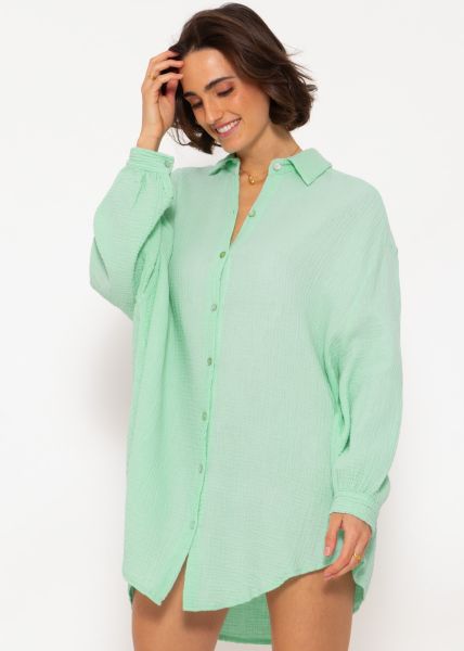 Muslin blouse oversize, light green