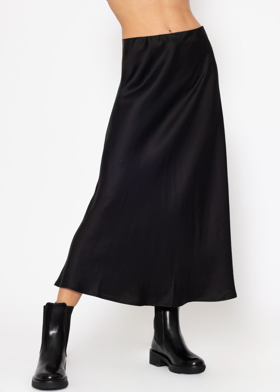 Satin-look skirt - black