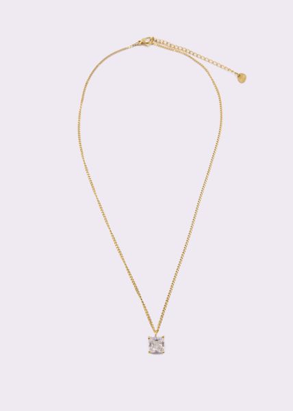 Necklace with sparkling stone, gold