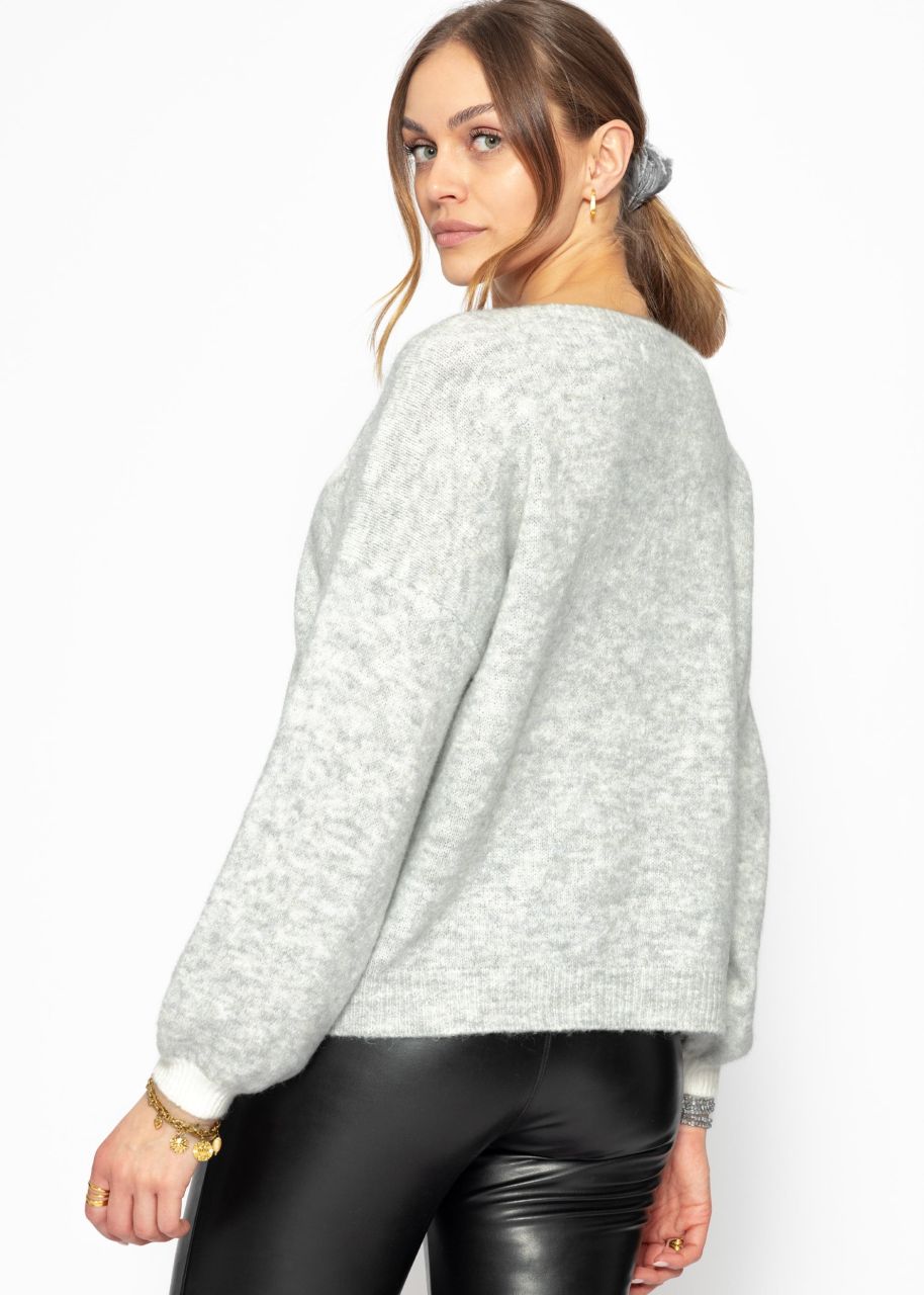 Sweater with heart - light gray