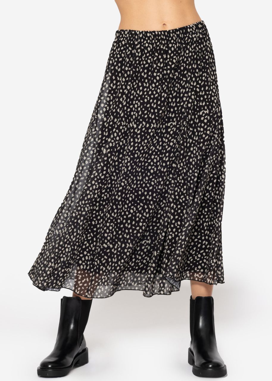 Long chiffon skirt with print - black