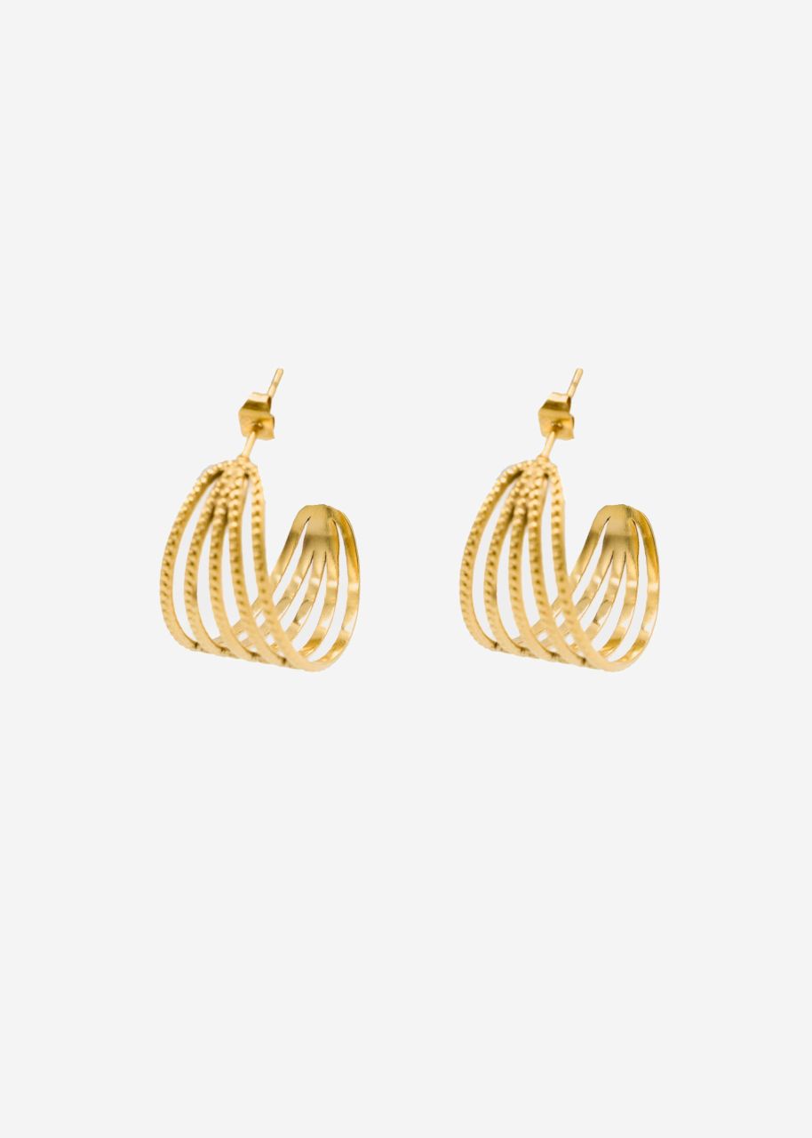 Multi-row hoop earrings with structure - gold