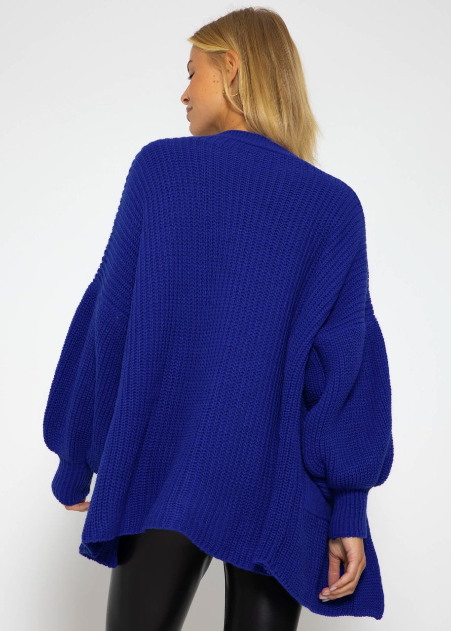 Knitted cardigan with pockets - royal blue